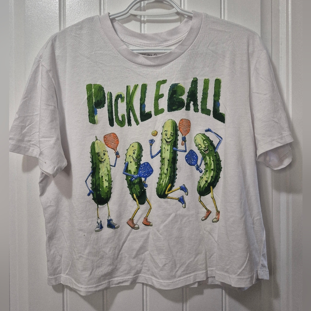 🏷Womens Cropped Pickleball T Shirt Size Large